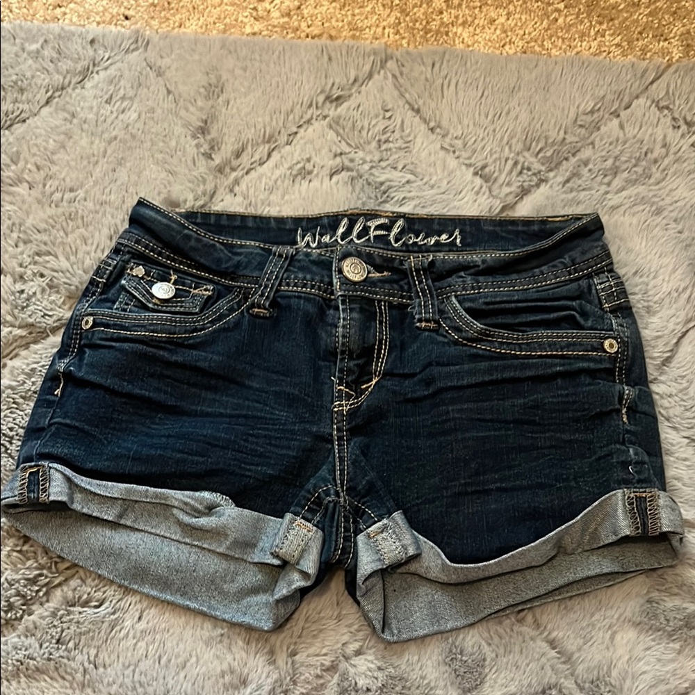 Wallflower Blue Jean Shorts Cuffed Hem